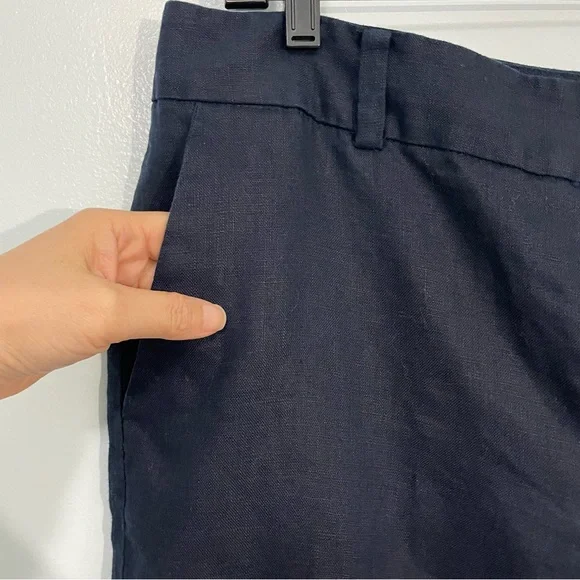 Chaps Navy Blue Linen Wide Leg Pants Size 14 - Picture 5 of 10